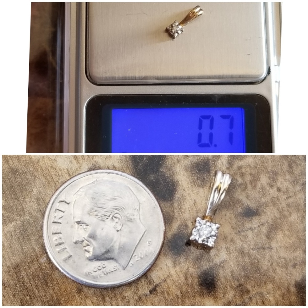 Genuine .016ct Diamond Pendant 14k Yellow Gold - Picture 2 of 5